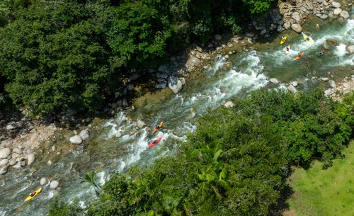 Kayakistas en el curso de kayak de principiante a kayakista
